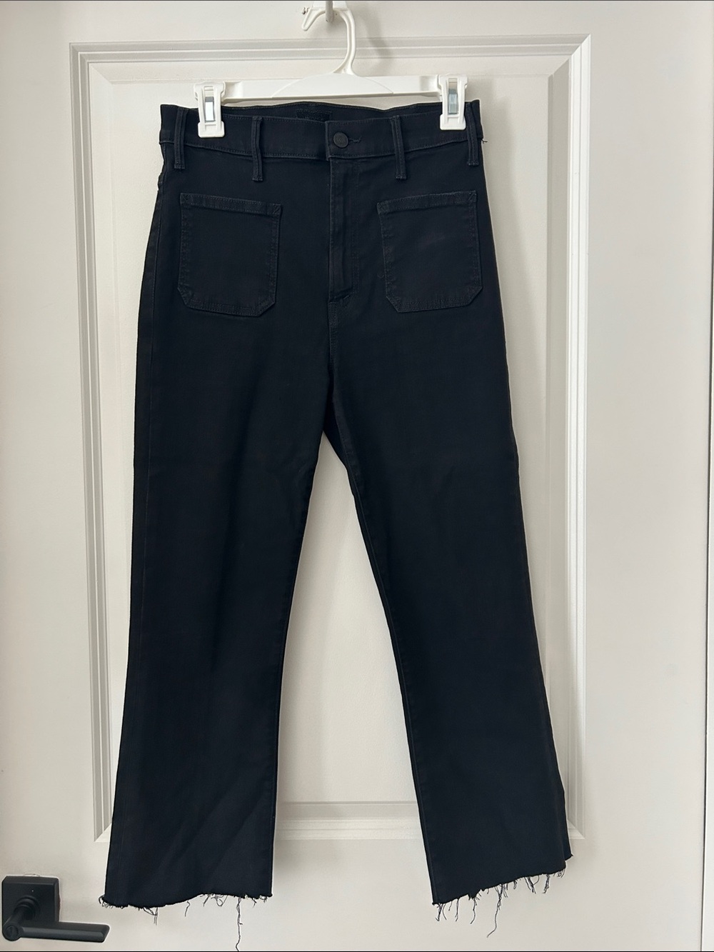 MOTHER  Hustler Black High-Rise Cropped Straight Jeans